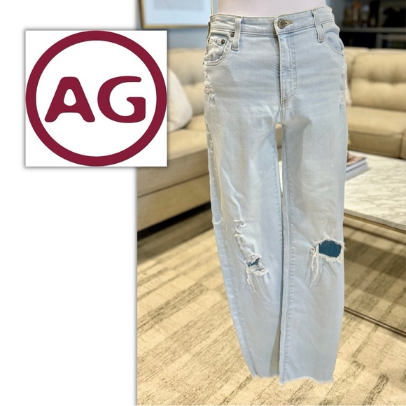 Ag Adriano Goldschmied Denim - AG Denim ex-boyfriend slim fit jeans, size 28, distressed stone wash